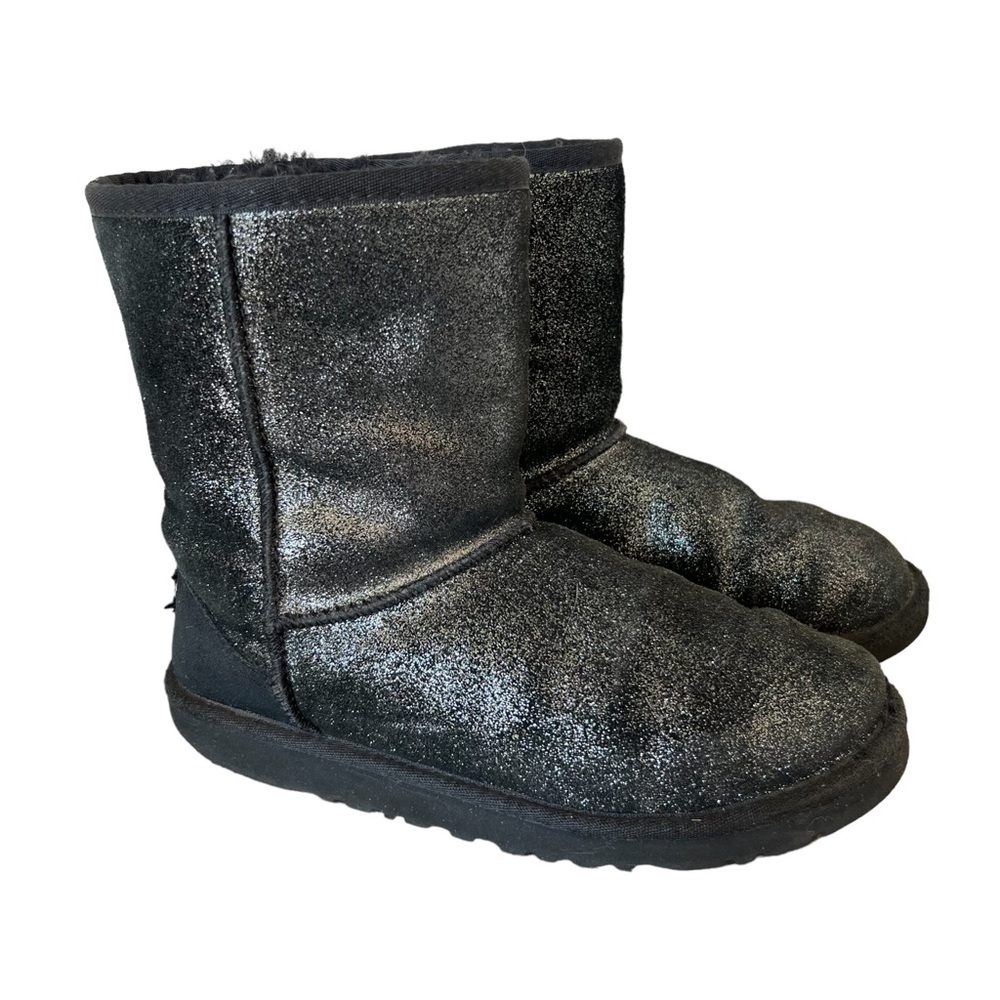 UGG Classic Short II Black Glitter Boots 1002806 Size 5